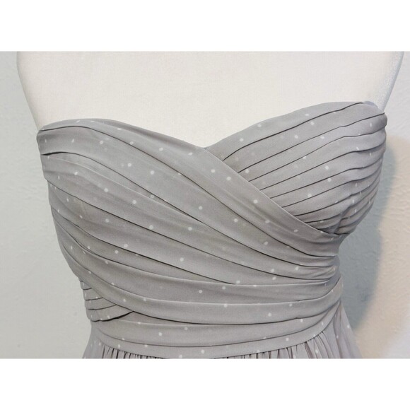 Ann Taylor Size 2 Coin Grey Polka Dot Tulle Strapless Sweetheart Dress Feminine - Picture 5 of 15